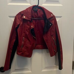 New Look Red Pleather Jacket - Size Small